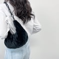thumbnail image 4 of Sywqhk Retro Mujeres Felpa Hobos Underarm Bag Otoño Acrílico Cadena Bolsos (Negro) Sywqhk Para estrenar, 4 of 9