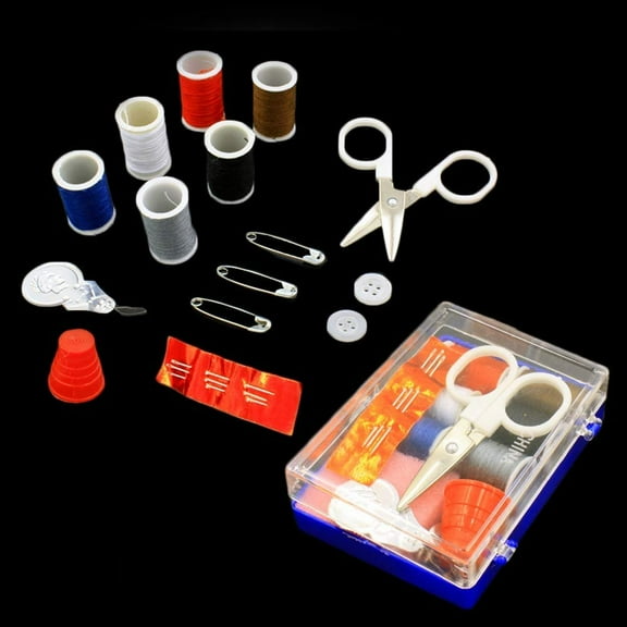 Wideskall 18 Pcs Mini Travel Sewing Kit with Case, Scissor Thread Needle Thimble Safety Pin