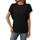 thumbnail image 1 of Camiseta de mujer con cuello redondo y mangas con volantes texturadas: prenda informal y versátil, tejido transpirable, fácil de cuidar, 1 of 8