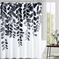 thumbnail image 5 of Black Floral Shower Curtain for Bathroom Black and White Eucalyptus Shower Curtain Watercolor Leaves Nature Botanical Bathroom Set Mens Flower Plant Bath Decor with Hooks 72x72, 5 of 7