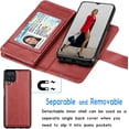 thumbnail image 3 of Galaxy A12 Case, Galaxy A12 Wallet Case, Tekcoo Luxury PU Leather Cash Credit Card Slots Holder Carrying Folio Flip Cover [Detachable Magnetic Hard Case] Kickstand for Samsung Galaxy A12 2021 [Red], 3 of 6
