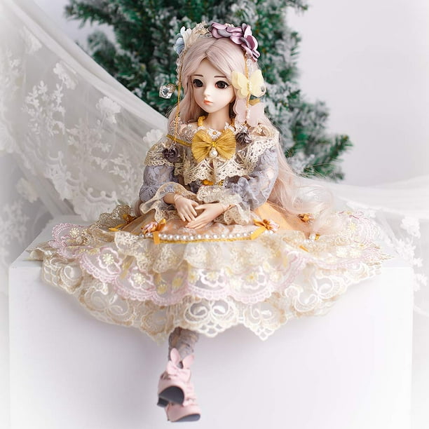 Ucanaan Bjd Doll 1/3 Sd Dolls 24 pulgadas 18 bolas articuladas muñeca DIY juguetes con ropa traje zapatos peluca pelo maquillaje mejor regalo para niñas (Carina)