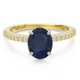 thumbnail image 3 of Gem Stone King 14K Two Tone Gold Blue Sapphire and Lab Grown Diamond Engagement Ring for Women | 2.36 Cttw | Oval 9X7MM | Gemstone September Birthstone | Size 5, 3 of 6