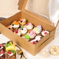 thumbnail image 3 of 6-Pack Cupcake Boxes with Window, 12-Count Food Grade Cardboard Carrier for Muffins & Desserts, 13.4x10x4 Inches (Brown), 3 of 5