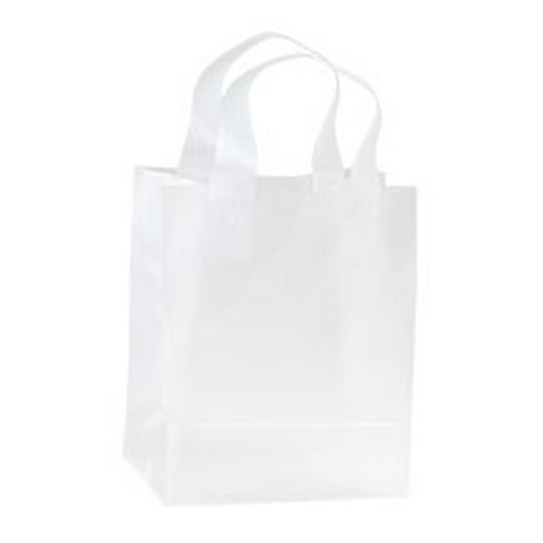 Clear Frosted Plastic Shopping Bags 8" x 5" x 10" Case of 250