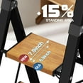 thumbnail image 3 of 5 Step Ladder, Lightweight Folding Step Stool with Anti-Slip Aluminum Wide Pedal& Convenient Handgrip, 330lbs Capacity Steel Ladder for Household and Office (Black&Woodgrain), 3 of 13