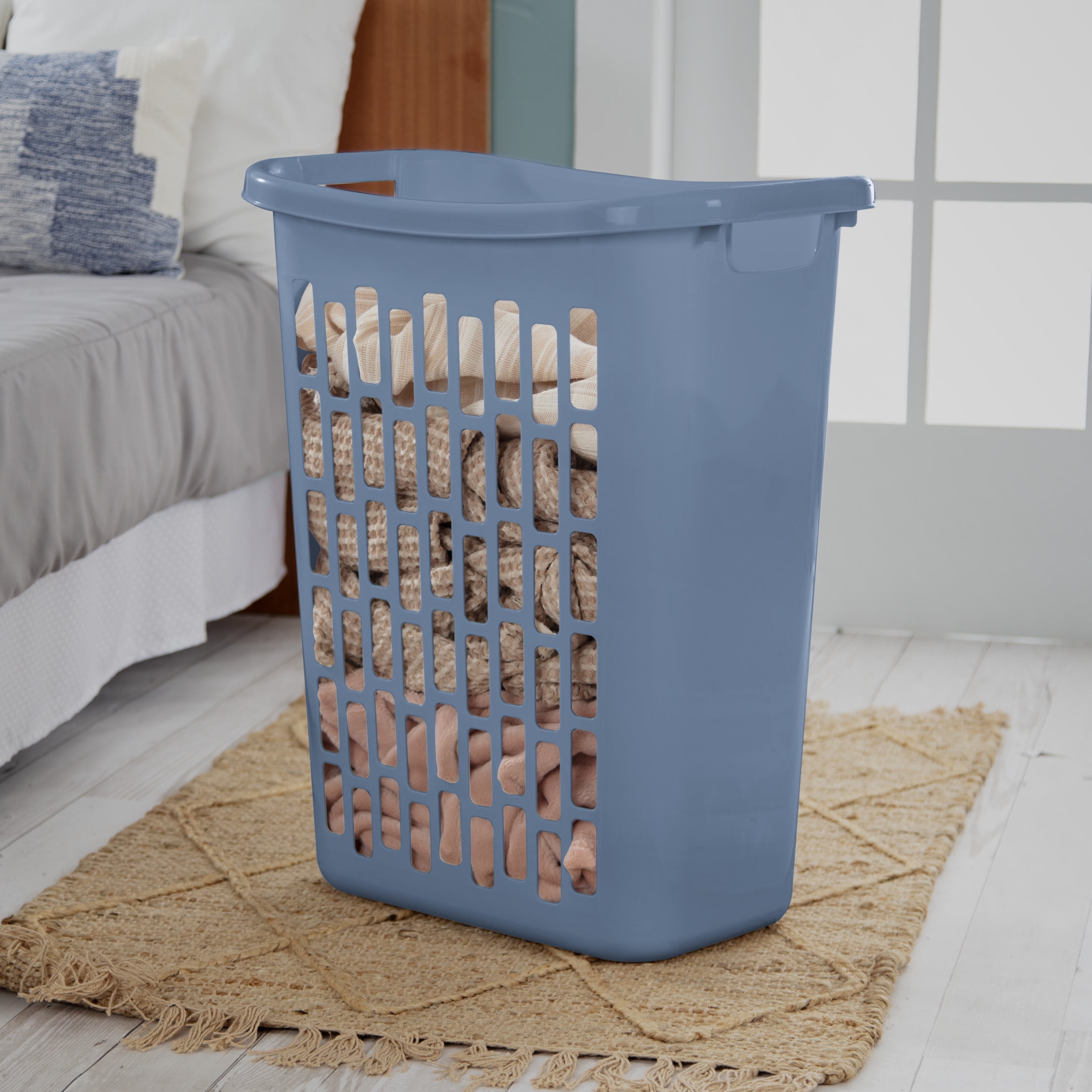 Sterilite Rectangular Open Hamper Blue Moonlight