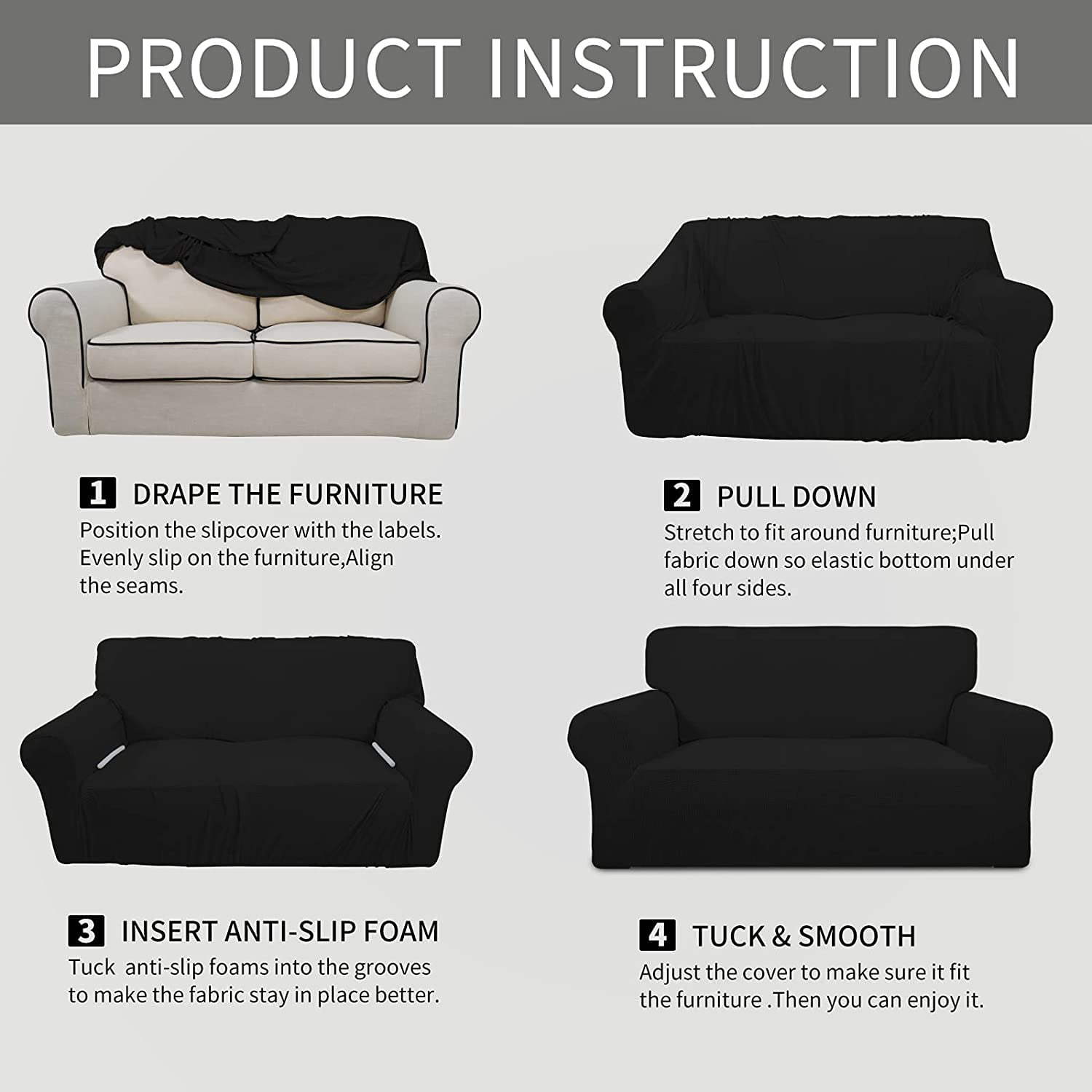 Wehilion Stretch Oversized Sofa Slipcover 1-Piece Sofa Cover Furniture Protector Couch Soft with Elastic Bottom for Kids, Polyester Spandex Jacquard Fabric Small Checks Christmas Red