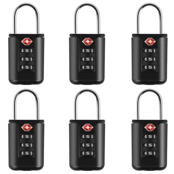 6PCS Travel Combination Lock Safe Solid Bag Zipper Locking Padlocks Set Versatile Carrying Cases Combination Locks Combination Luggage Padlock for Cases