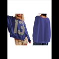 thumbnail image 3 of Camiseta con Gráfico de Números para Mujer, Sudadera de Larga con Cuello Redondo, Suéteres Extragrandes. Azul L, 3 of 6