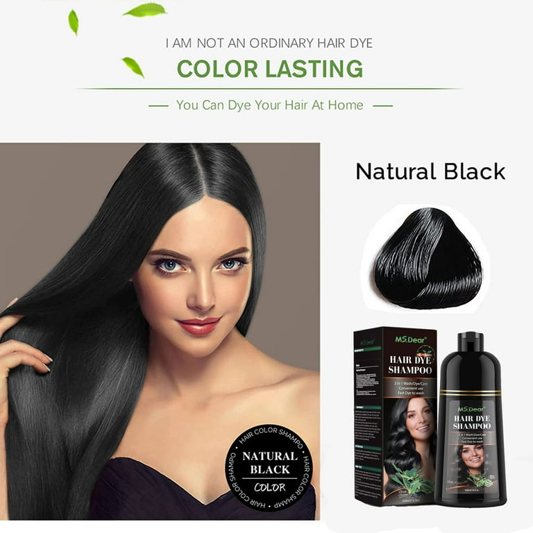 Instant Hair Color Shampoo & Conditioner, 3 in 1 Black Dye for