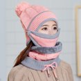 thumbnail image 5 of Clearance! Hassda Womens Winter Hat 3PCS Womens Winter Scarf Set Thickend Knitted Hat Scarf Face Cover Outdoor Winter Hats for Women Knit Hats for Women Pink 2, 5 of 7