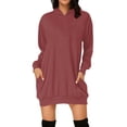 thumbnail image 1 of Robe Décontractée à Manches Longues et Capuche pour Femmes Couleur Unie, 1 of 4