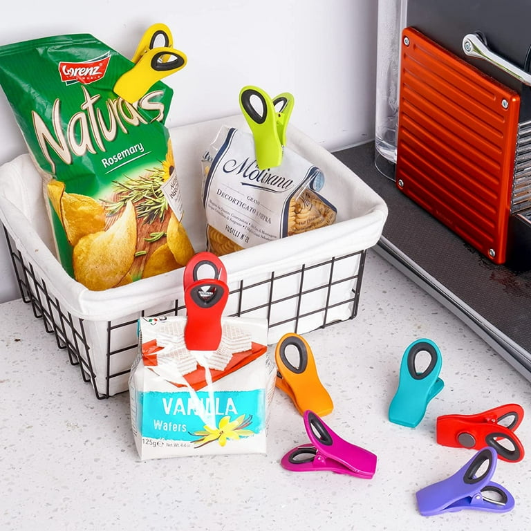 Bag Clips with Magnet, Chip Clips, Bag Clips for Food, Clips for Food  Packages, 12 Pack 6 Assorted Colors Magnetic Clips for Refrigerator, Bread  Bags