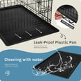 thumbnail image 2 of JIOABL Dog Crate, 24 Inch Medium Folding Metal Wire Pet Double Door Dog Cage with Divider Panel and Plastic Leak-Proof Pan Tray, Outdoor, 2 of 6