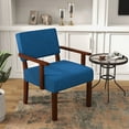 thumbnail image 4 of Costway Mid-Century Linen Accent Chair Living Room Chair with Soft Padded Seat & Backrest Blue, 4 of 8