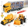 thumbnail image 7 of JoyStone 25 in 1 Construction Trucks Push and Go Car Carrier Truck Toy, Play Vehicles with Sounds and Lights, 12 Mini Diecast Trucks Included, 7 of 7