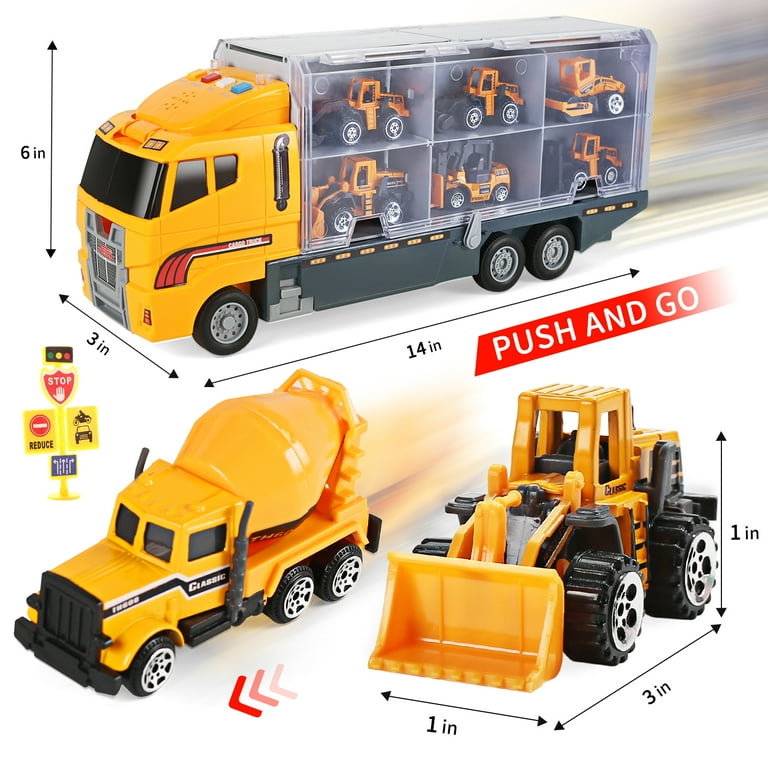 JoyStone 25 in 1 Construction Truck Set, 12 Mini Diecast Trucks