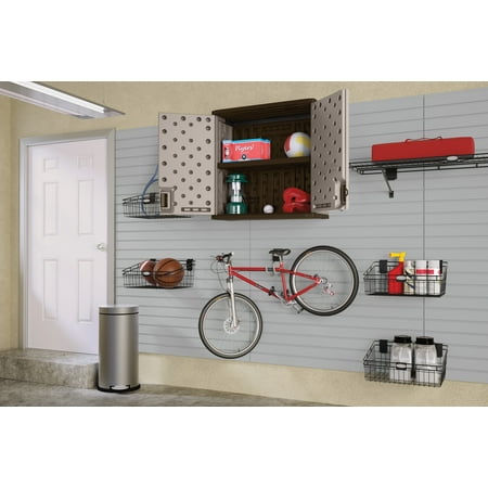 Suncast - Resin Single Shelf Garage Wall Storage Cabinet - Platinum