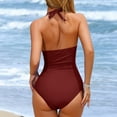 thumbnail image 4 of Bzhegqhd Womens Swimsuits One Piece Clearance,Fashion Women Summer Solid Color with Chest Cushion and No Steel Support Sexy Backless Strap Bikini Swimsuit, 4 of 5