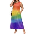 thumbnail image 5 of Women's Boho Maxi Sundress 2026 Summer Beach Dress Tie Dye Scoop Neck Sleeveless Loose Tank Dress, 5 of 7