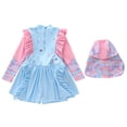 thumbnail image 6 of ZHOGXU Kids Girls Swimwear Long Sleeves Cartoon Printed Ruffles Sun Protection Comfortable Stylish Swimsuit Beachwear With Swim Cap For Beach Pool,Blue,6-8 Years, 6 of 6