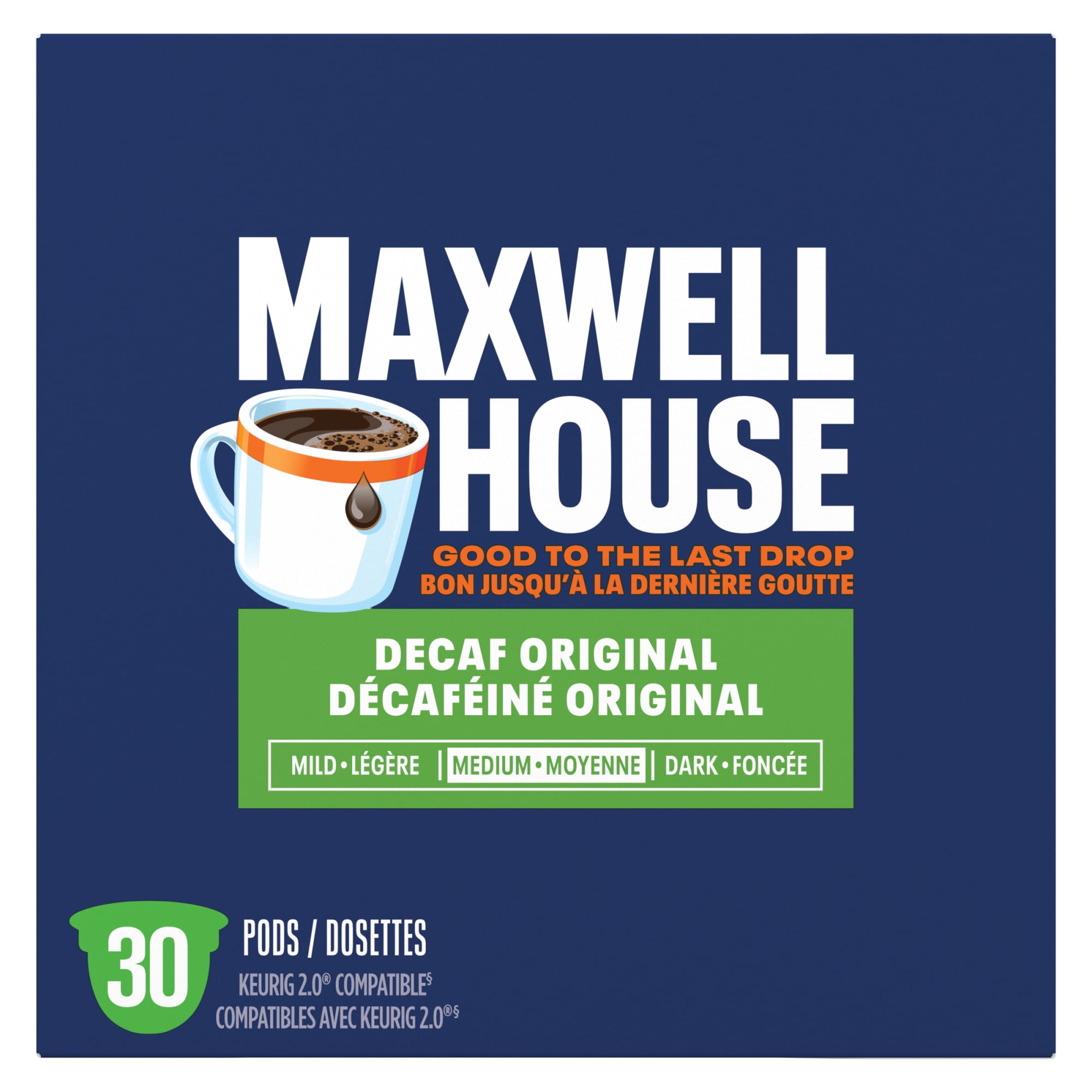 Maxwell House Decaffeinated Coffee Certified Compostable K-Cup® Coffee Pods, 30 Pods, Medium