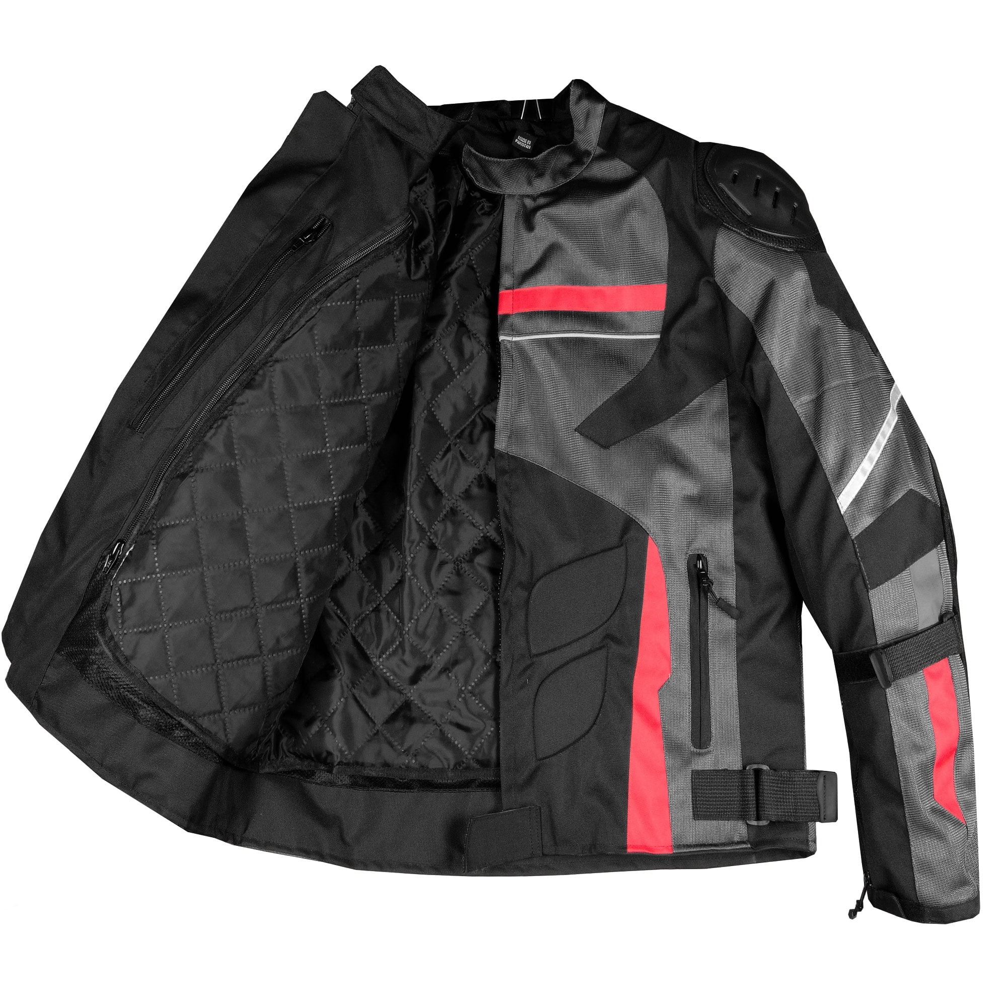 AirTrek Men Mesh Motorcycle Touring Waterproof Rain Armor Biker Jacket Grey S