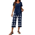 thumbnail image 3 of Womens Lounge 2 Piece Outfits Casual Summer Wide Leg Crop Pants and Top Matching Suits, 3 of 6