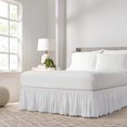thumbnail image 2 of EASY FIT Pom Pom Elastic Wrap Around Bed Skirt, Easy On/Off Dust Ruffle (18-Inch Drop), Queen/King, White, 2 of 10