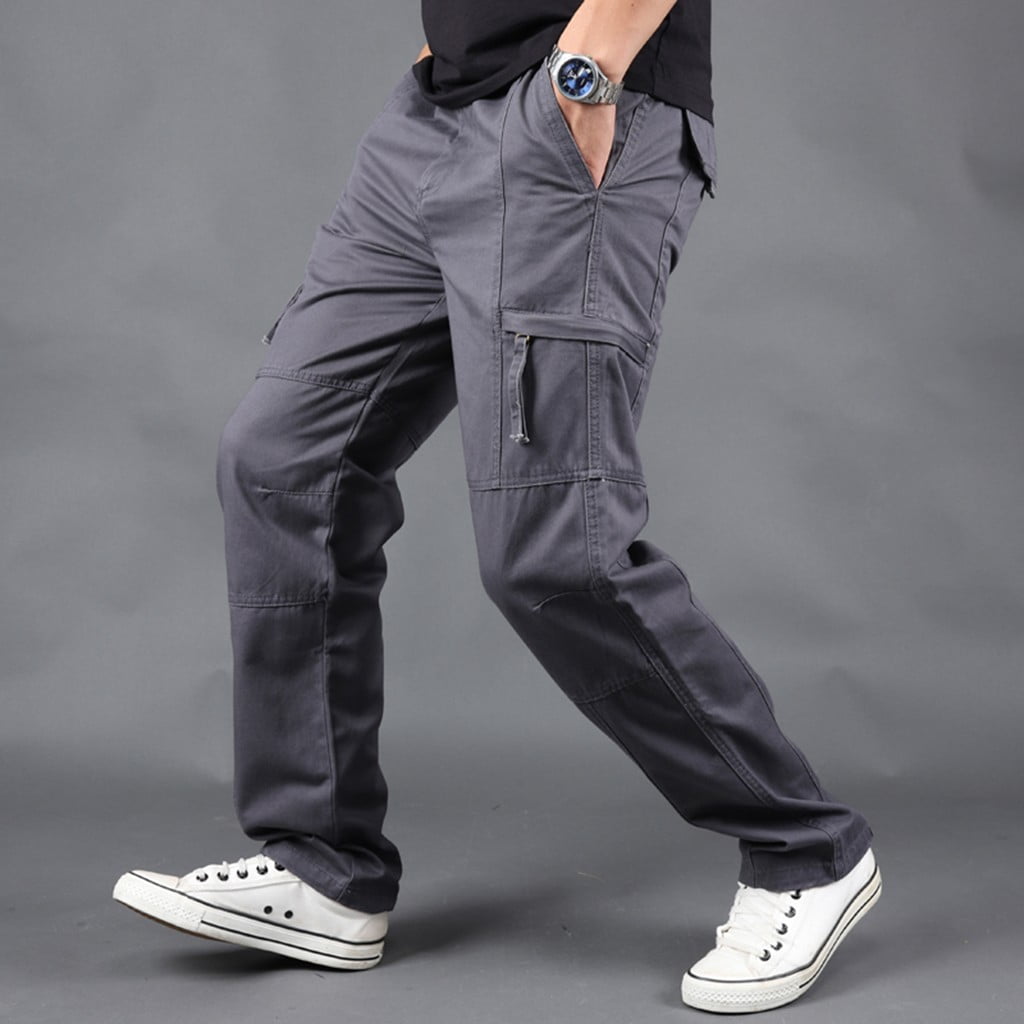 ZKCCNUK Cargo Pants for Men's Summer New Style Outdoor Multi-Pocket  Overalls Straight Sports Pants Dark Gray L on Clearance