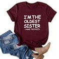 thumbnail image 4 of Honeeladyy Discount Women's I Am The Oldest Sister I Make The Rules Tee Funny Sayings Graphic Summer Tops Sister Family Funny Casual Shirt, 4 of 5