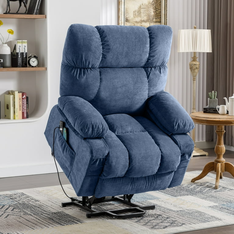 JONPONY Power Lift Recliner Elderly Heat Massage Infinite Position USB Port Blue Walmart