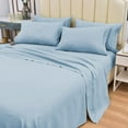 thumbnail image 2 of 4 Piece Luxury Rayon Made From Bamboo Sheets Set- Twin Light Blue Sheets, Softer Than Cotton-Up To 16" Deep Pockets-Wrinkle Free-Extremely Soft Bamboo Derived Rayon Sheets- Twin,Light Blue, 2 of 4