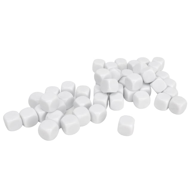 50Pcs Blank White , 0.6 X 0.6 X 0.6In DIY Cubes Set, Education And Fun, Grip Comfort, 16Mm Durable Portable Six Sided For Board Games, DIY Sticker Math Teaching Party