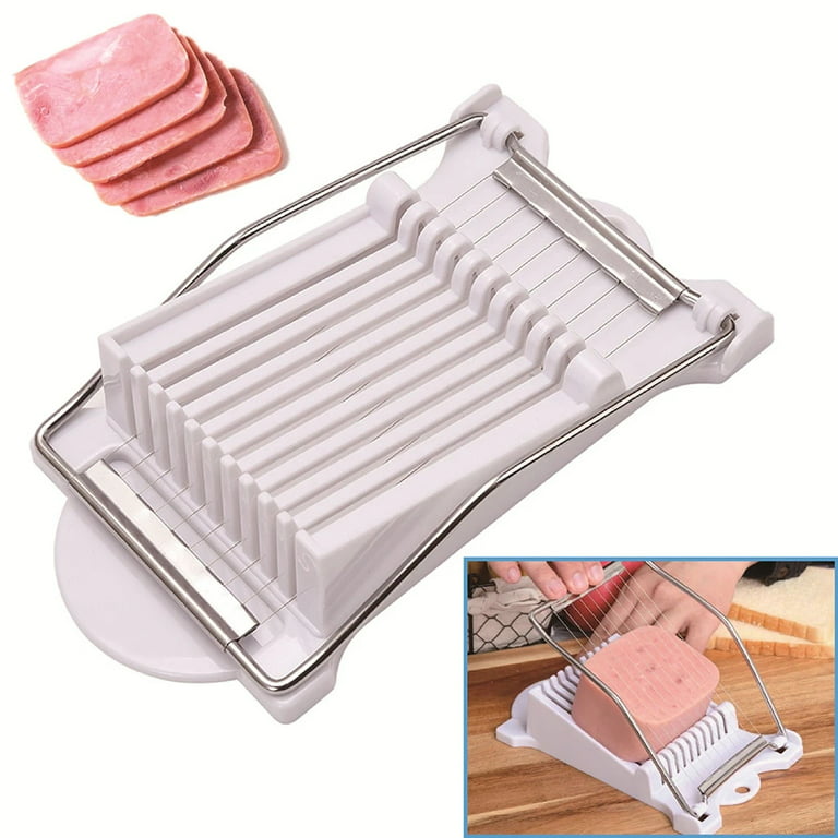 Luncheon Meat Slicer, Stainless Steel Wires, BPA Free, Cuts 11 Slices, White