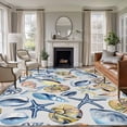thumbnail image 2 of Area Rug 72×108in, Vintage Ocean Marine Life Floor Carpet Living Room Rug, Watercolor Sea Shells Starfish Non-Slip Welcome Mat Indoor Rugs for Bedroom Dining Room, 2 of 9