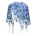 thumbnail image 6 of Bxsruta Women's V Neck Button Down Blouse 3/4 Sleeve Loose Fit Floral Print Casual Summer Top, 6 of 6