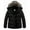 Black, variant on Women's Plus Size Hooded Warm Winter Coat Quilted Thicken Puffer Jacket with Removable Hood khaki 4X