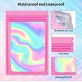 thumbnail image 3 of 150 PCS Resealable Smell Proof Mylar Bags Food Storage Ziplock Bags Holographic Bag Food Packaging Pouch Bag Black Mylar Bags With Window for Coffee Jewelry&nbsp;Electronics Storage, Pink, 3 of 5