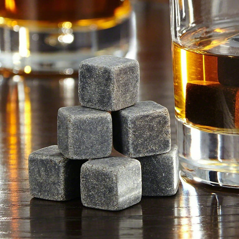 6pcs Whiskey Stones Sipping Ice Cube Cooler Reusable Whisky Ice Stone Whisky  Natural Rocks Bar Wine Cooler Party Wedding Gift
