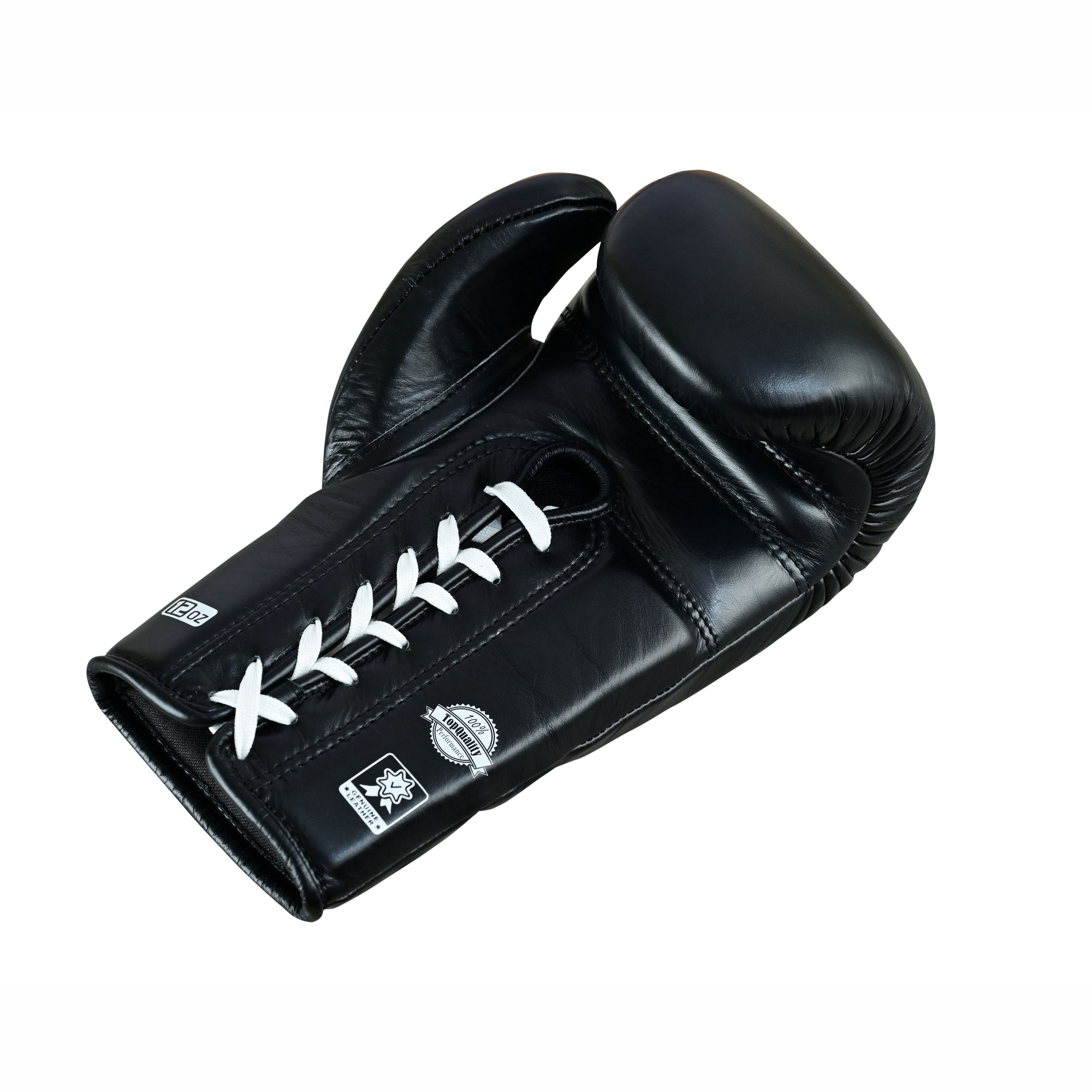 Ring Pro Sports Aura-100 Series Boxing Glove Made of Genuine Cowhide Leather for Boxing & MMA - Black 16 oz