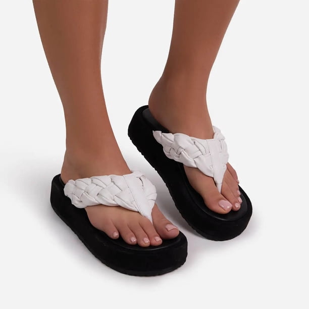 Zapatillas de tacón inclinado de una línea para mujer, novedad de verano, informales, a la moda, para exteriores Wmkox8yii hj789