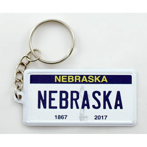 Nebraska License Plate Aluminum Ultra-Slim Rectangular Souvenir Keychain