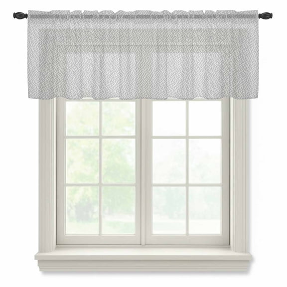 Grey Valance Curtains for Kitchen/Living Room/Bathroom/Bedroom Window, Rod Pocket Small Topper Half Short Window Curtains Voile Sheer Scarf, Vintage Leather Patterned Texture Solid Modern 54"x18"