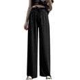 thumbnail image 1 of BlackXLMujeres Ice Silks Pantalones de pierna ancha Sueltos Cintura elástica Casual Verano Pantalones largos, 1 of 5