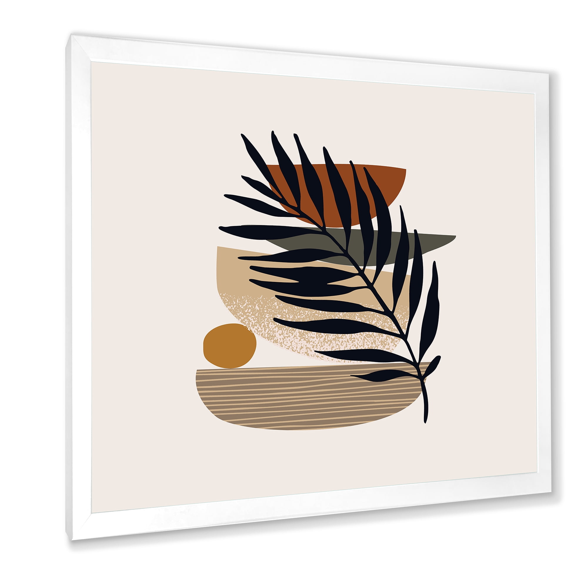 Designart 'Shapes and Tropical Leaf Silhouettes IV' Modern Framed Art Print