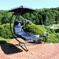 thumbnail image 5 of Sunnydaze Steel Outdoor Floating Chaise Lounge Chair with Canopy - Navy, 5 of 9