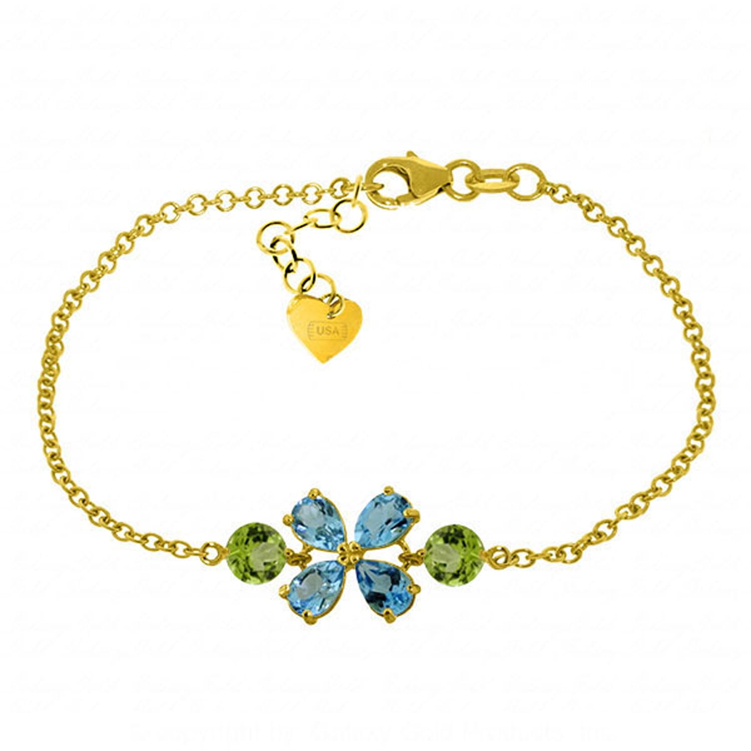 Galaxy Gold 14K Solid Gold Natural Blue Topaz Bracelet for Women - Yellow Gold Fine Jewelry