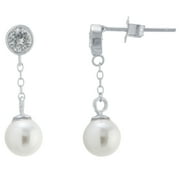 Marisol & Poppy CZ and Pearl Earrings in Sterling Silver for Women